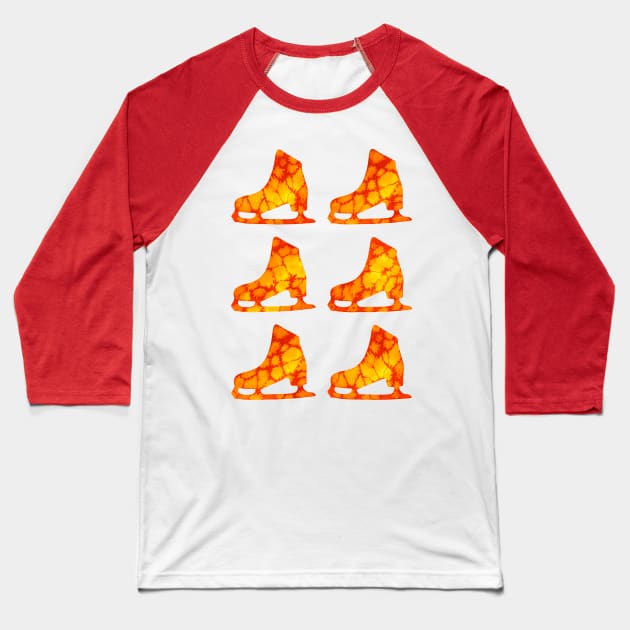 Watercolor Figure Skates (Orange) Baseball T-Shirt by illucalliart